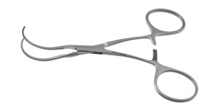 DeBakey Castaneda clamp 4 3/4”curved shanks angled 30º and 45ºatraumatic jaws ring handle